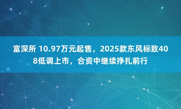 富深所 10.97万元起售，2025款东风标致408低调上市，合资中继续挣扎前行