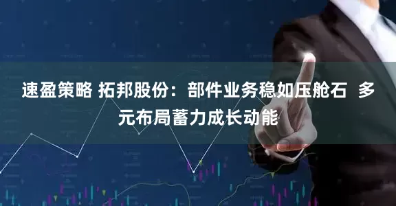 速盈策略 拓邦股份：部件业务稳如压舱石  多元布局蓄力成长动能