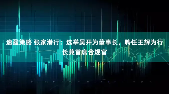 速盈策略 张家港行：选举吴开为董事长，聘任王辉为行长兼首席合规官